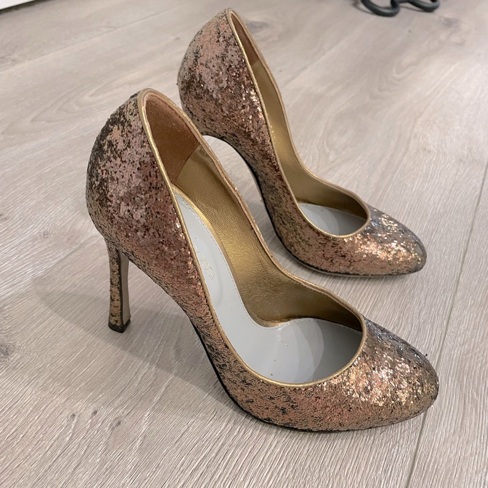 Sergio Rossi (new) classic glitter pumps gold/brown